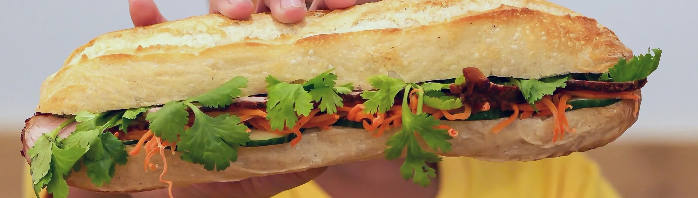 Bánh mì garni de coriandre et de carottes marinées